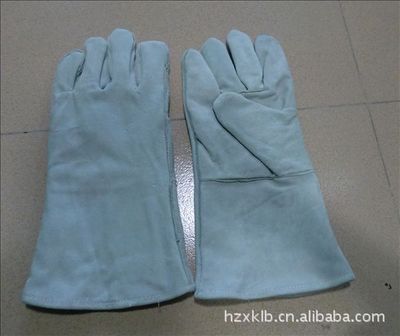 本色雙層A牛二層皮長(zhǎng)皮電焊手套 焊工防護(hù)優(yōu)選，惠州市惠城區(qū)先康勞保用品商行專業(yè)供應(yīng)